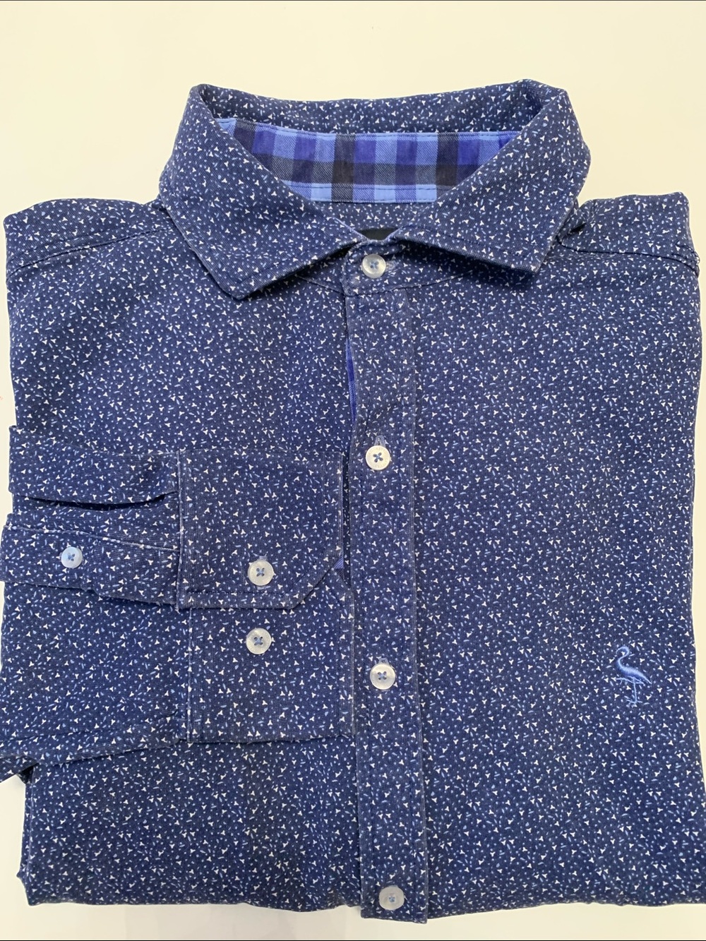 Tailorbyrd Collection Micro-Pattern Long Sleeve Button-Down Shirt Size XL